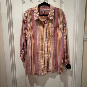 Naturals d&co. striped linen button up shirt, 2XL